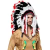 Image de Coiffe de plumes Apache noire et rouge - BOLAND - Indien - Accessoire de déguisement