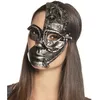 Image de Masque Capillaire - BOLAND - Demi-Masque Robot Steampunk - Argent Noir - Engrenages et Tuyaux