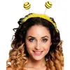 Image de Serre-tête Abeille - BOLAND - Rayures jaunes et noires - Antennes en ressort - Plumes jaunes