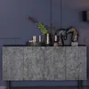 Image de Buffet 4 portes 160x40x83 cm en bois de manguier et métal noir