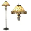Image de Lumilamp Lampadaire Tiffany Ø 46x168 cm Beige Verre