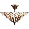 Image de LumiLamp Plafonnier Tiffany 5LL-5896 Ø 40*28 cm E14/max. 2x40 Watt - Blanc Métal / verre