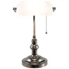 Image de Lampe de bureau Lampe de banquier 27x23x42 cm Blanc Fer Verre 5LL-5100W