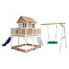 Image de AXI Liam Maison Enfant avec Bac à Sable Balançoire Nid d’Oiseau Vert & Toboggan Bleu Aire de Jeux pour lextérieur