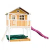 Image de Maisonnette AXI Marc Enfant avec Bac à Sable & Toboggan Rose Aire de Jeux Extérieure en Bois Marron & Blanc