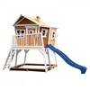 Image de Maisonnette Max AXI avec Bac à Sable & Toboggan Bleu Aire de Jeux pour Enfants en Bois Marron & Blanc