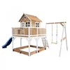 Image de Maisonnette pour enfants AXI Liam avec bac à sable balançoire et toboggan en marron et blanc