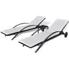 Image de vidaXL Chaises longues avec table Résine tressée Noir