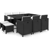 Image de vidaXL Salon de jardin encastrable 11pcs et coussin Rotin naturel Noir
