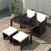 Image de Salon de jardin - vidaXL - 5 pcs - Rotin Marron - Acier enrobé - Contemporain