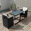 Image de vidaXL Ensemble de bistro 3 pcs avec coussins résine tressée noir 42539