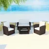 Image de Salon de jardin en résine tressée Marron - VIDAXL - 4 pcs - Mobilier de jardin élégant