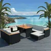Image de vidaXL Salon de jardin 10 pcs avec coussins Résine tressée Noir 42753