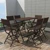 Image de vidaXL Ensemble à manger dextérieur pliable 7pcs Acier Résine tressée 42877
