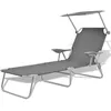 Image de vidaXL Chaise longue avec auvent Acier Gris 42934