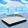 Image de Chaise longue - vidaXL - Double - Résine tressée noire - Coussins amovibles - Parasol inclus