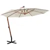 Image de vidaXL Parasol Suspendu avec Poteau en Bois Pare-soleil de Patio Abri de Soleil Parasol de Plage Jardin Terrasse 42966