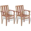 Image de vidaXL Chaises empilables de jardin 2 pcs Bois de teck solide