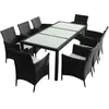 Image de vidaXL Mobilier à dîner de jardin 9pcs et coussins Résine tressée Noir
