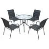 Image de Mobilier de jardin - vidaXL - Ensemble 5 pcs - Acier Noir - Chaises empilables - Résistant aux intempéries