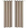 Image de Rideau occultant - vidaXL - 135x175cm - Crème - 2 pcs -  illets métalliques