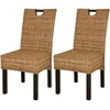 Image de Chaises à manger - vidaXL - Lot de 2 - Rotin Kubu - Bois de manguier - Style contemporain