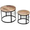 Image de vidaXL Table basse 2 pcs Bois de manguier brut Rond 40/50 cm