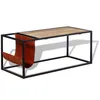 Image de vidaXL Table basse avec porte-revues Cuir véritable 110 x 50 x 45 cm