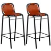 Image de Tabourets de bar - vidaXL - Cuir véritable - Marron - Lot de 2 - Style industriel