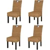 Image de Chaise de salle à manger - vidaXL - Lot de 4 - Rotin Kubu - Bois de manguier - Style Campagne