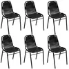 Image de vidaXL Chaises de salle à manger 6 pcs Noir Cuir véritable