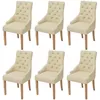 Image de Chaises de salle à manger - VIDAXL - Lot de 6 - Accoudoirs - Tissu - Beige