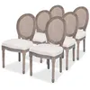 Image de Chaises de salle à manger - vidaXL - Lot de 6 - Tissu en lin - Couleur crème - Style contemporain
