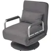 Image de vidaXL Fauteuil pivotant et canapé-lit Gris foncé Tissu
