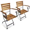Image de vidaXL Chaises pliables de jardin 2 pcs Acier et bois dacacia solide