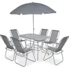 Image de vidaXL Ensemble à manger dextérieur 8 pcs Acier et textilène Gris 43786