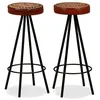 Image de Tabourets de bar - VIDAXL - Cuir véritable - Marron et noir
