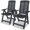 Image de vidaXL 2 pcs Chaises inclinables de jardin Plastique Anthracite