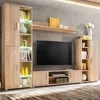 Image de vidaXL Unité Murale TV avec Lumières LED Armoire de Télévision avec Étagère Meuble Télé de Salon Intérieur Moderne Chêne 246029