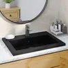 Image de vidaXL Lavabo en Granit 600x450x120 mm Noir Vasque à Poser Salle de Bain 142962