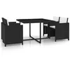 Image de vidaXL Salon de jardin encastrable 5 pcs et coussins Rotin Noir 43898