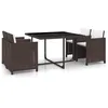 Image de vidaXL Salon de jardin encastrable 5 pcs avec coussins Rotin Marron
