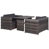 Image de vidaXL Mobilier de bistro 3 pcs avec coussins Résine tressée Gris