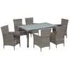 Image de vidaXL Mobilier à dîner de jardin 7pcs et coussins Résine tressée Gris