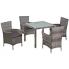 Image de vidaXL Mobilier à dîner de jardin 5 pc et coussins Résine tressée Gris