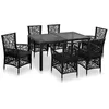 Image de vidaXL Mobilier à dîner dextérieur 7 pcs Résine tressée Noir