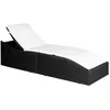 Image de vidaXL Chaise longue avec coussin Résine tressée Noir