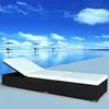 Image de Chaise longue amovible avec coussin - Noir Blanc - 195 x 60 x 31 cm