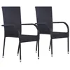 Image de vidaXL Chaises empilables dextérieur 2 pcs Résine tressée Noir