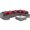Image de vidaXL Salon de jardin 8 pcs avec coussins Résine tressée Gris 44424
